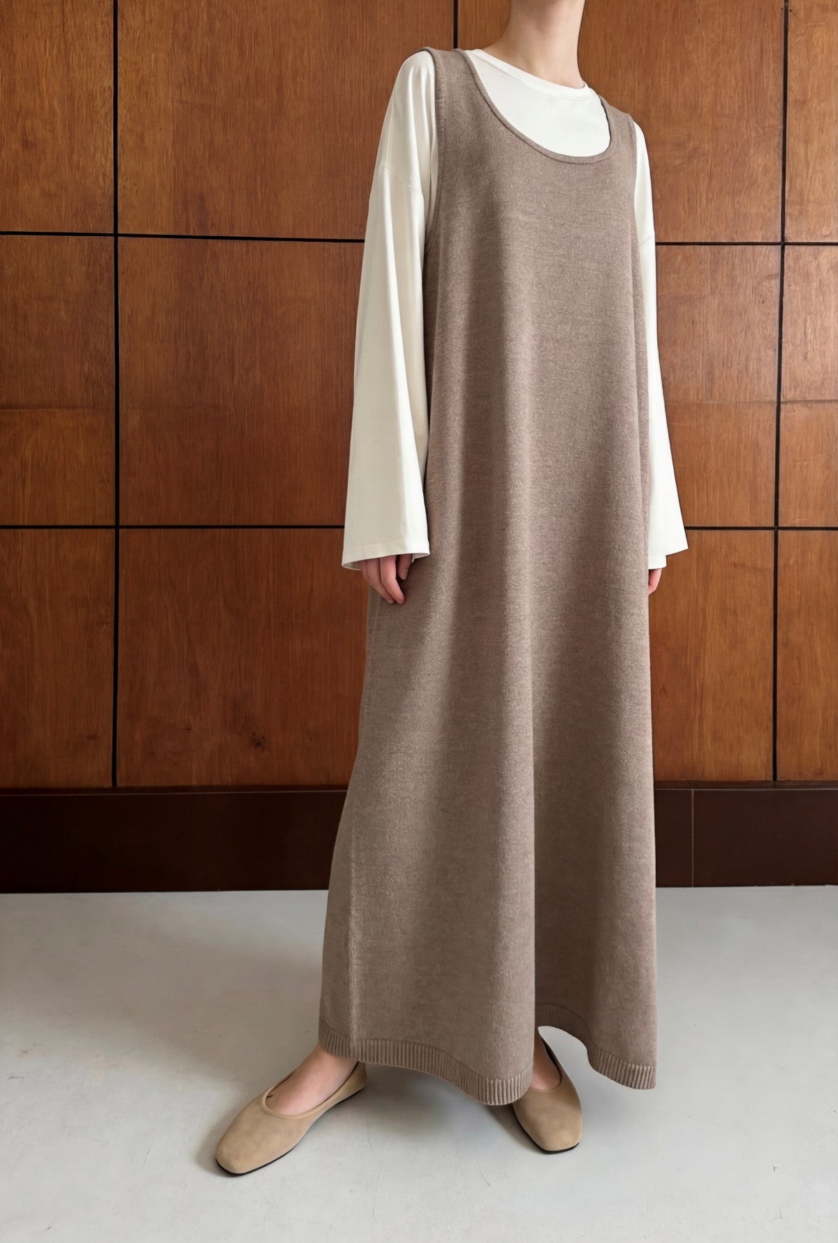 Knit Sleeveless Dress - Khaki