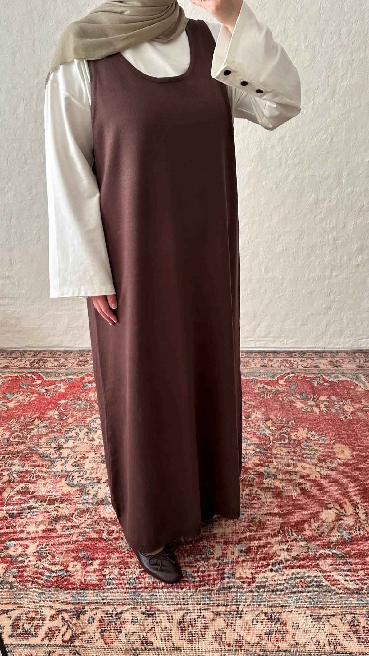 Knit Sleeveless Dress - Dark Brown