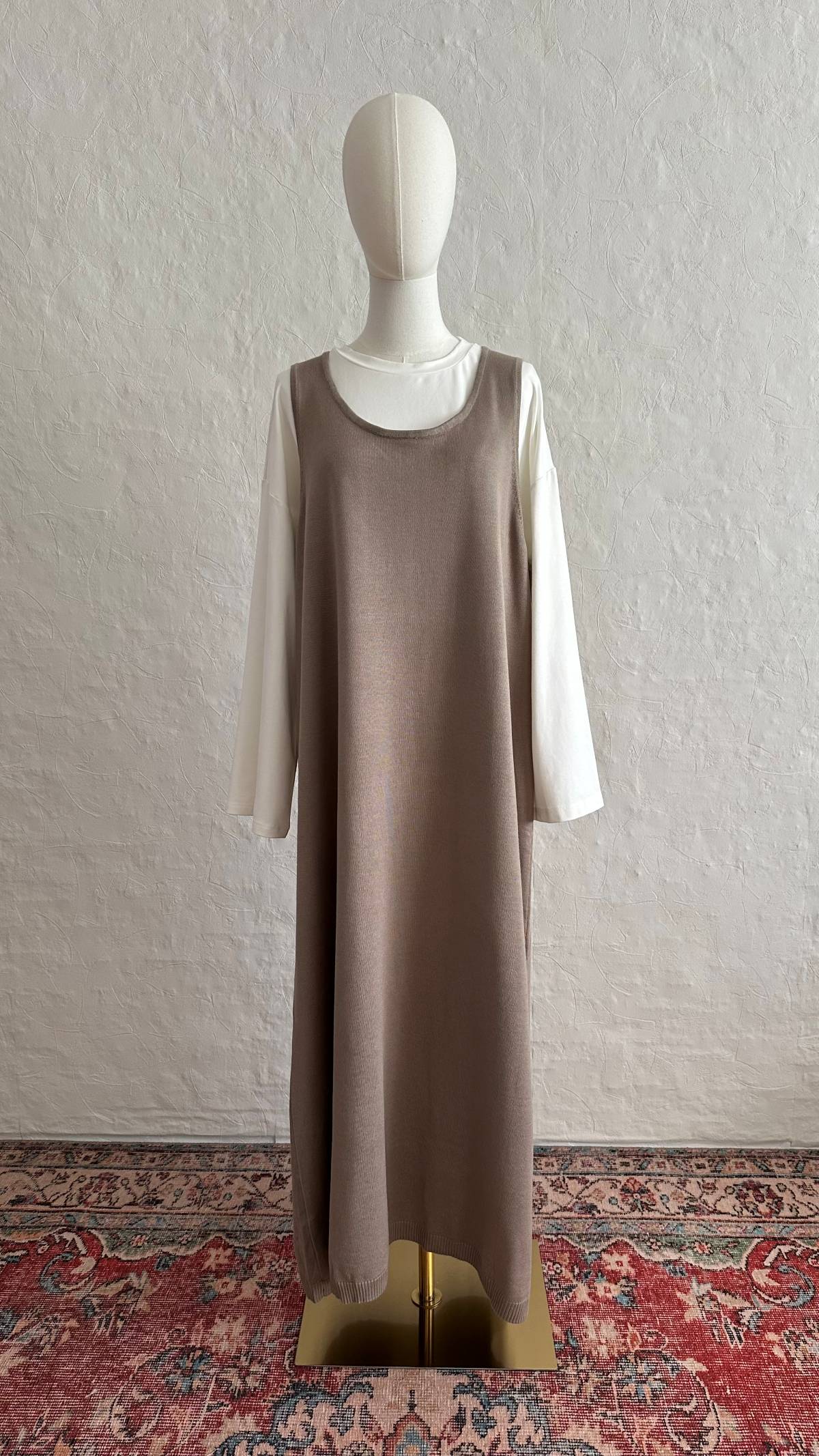 Knit Sleeveless Dress - Khaki
