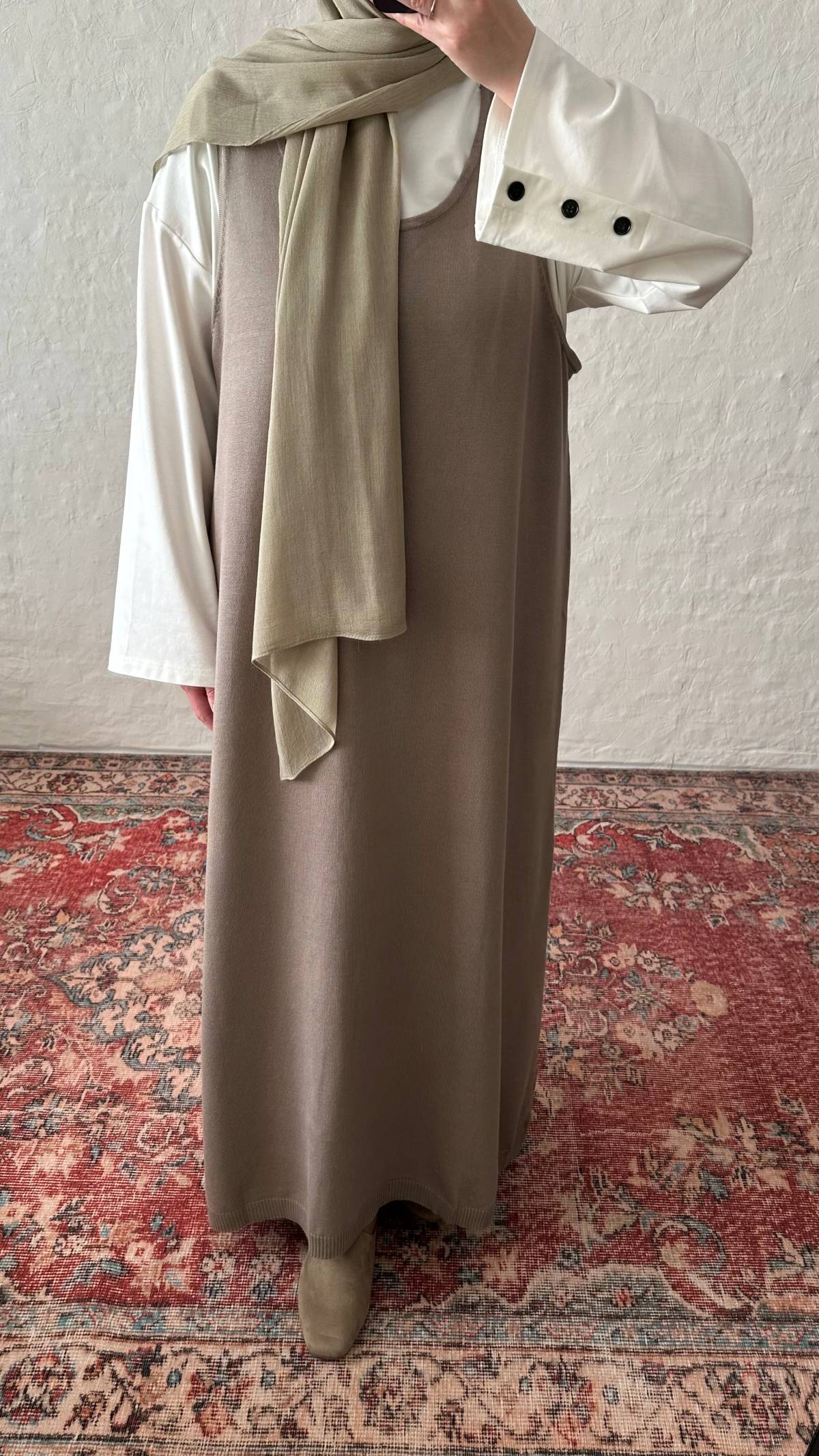 Knit Sleeveless Dress - Khaki
