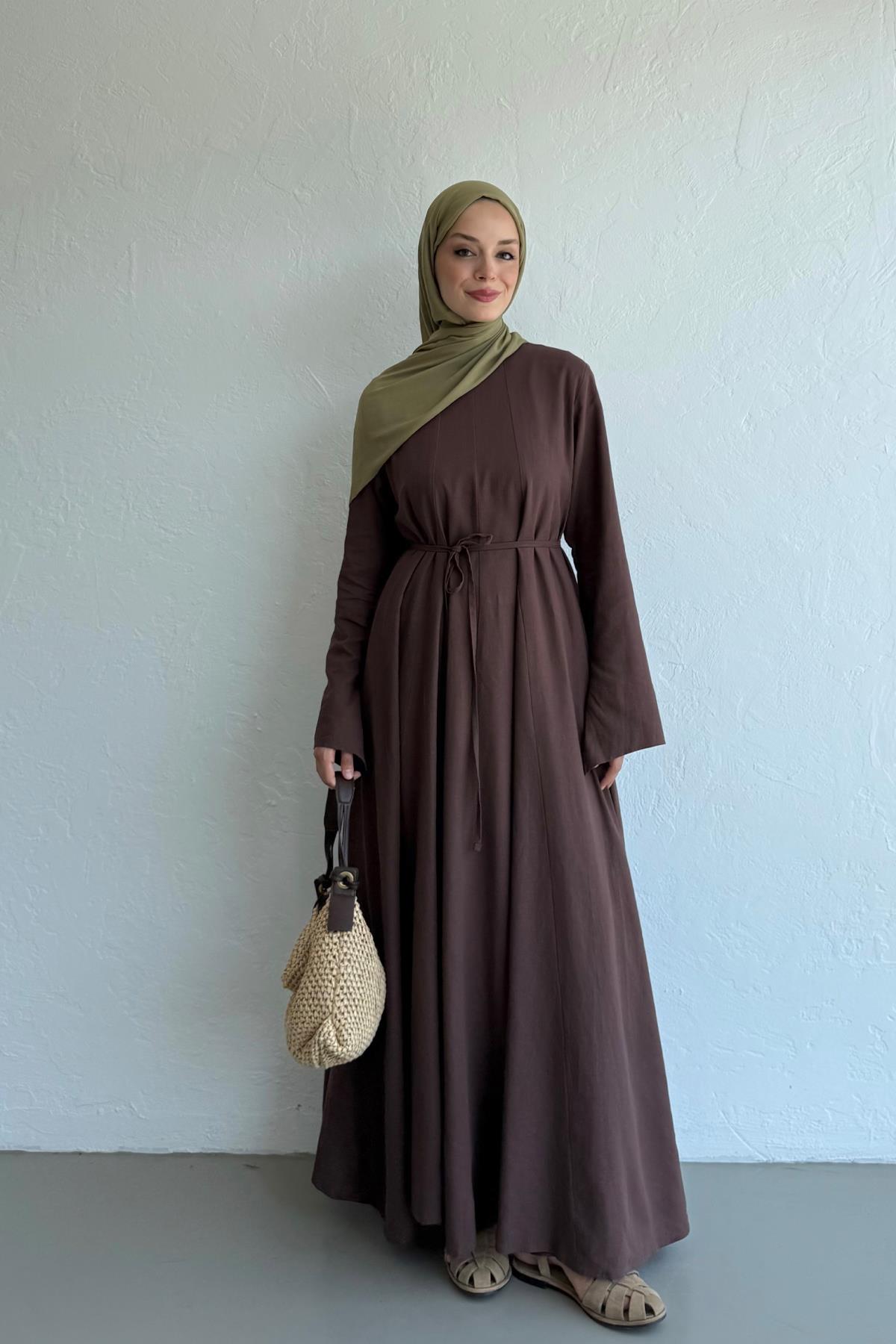 Noa - Linen Summer Dress Lightweight & Breathable & Brown