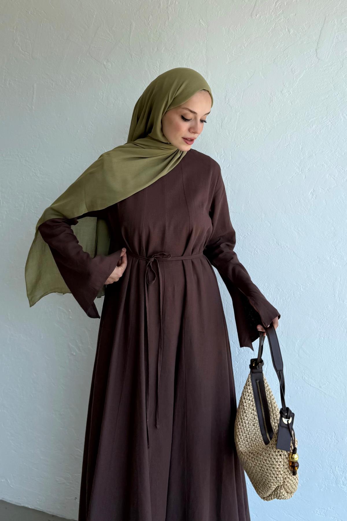 Noa - Linen Summer Dress Lightweight & Breathable & Brown