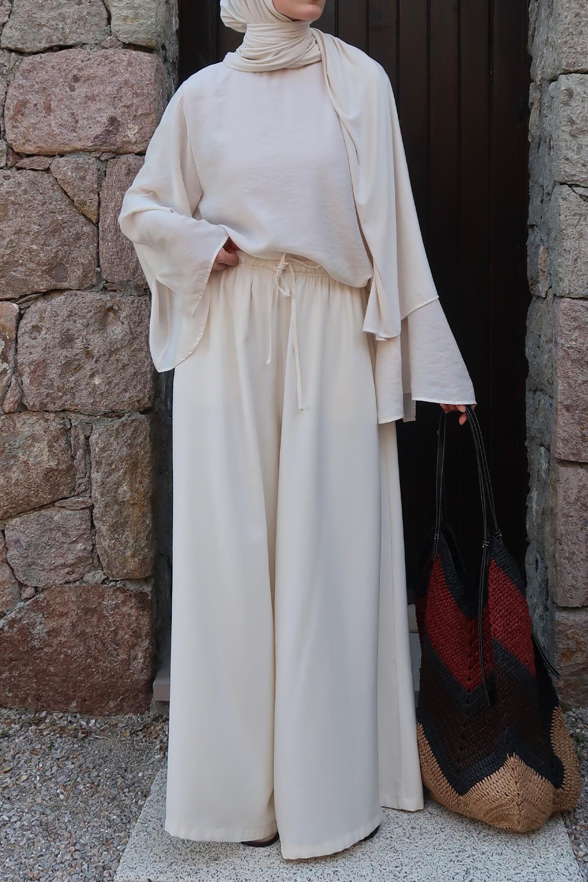 Cupro Wide-Leg Pants – White