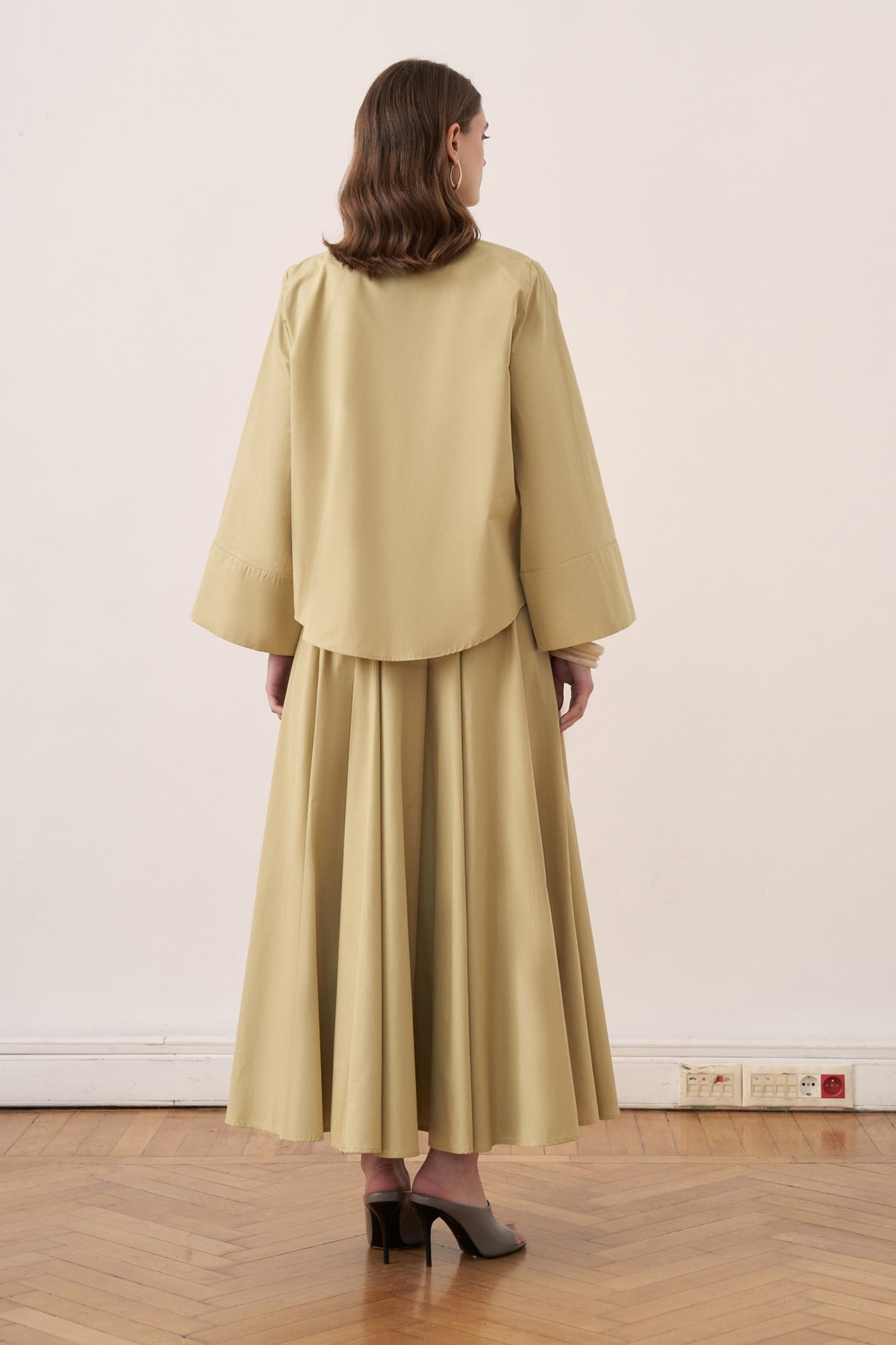 Salina Cotton 2-piece Shirt & Skirt Set - Olive