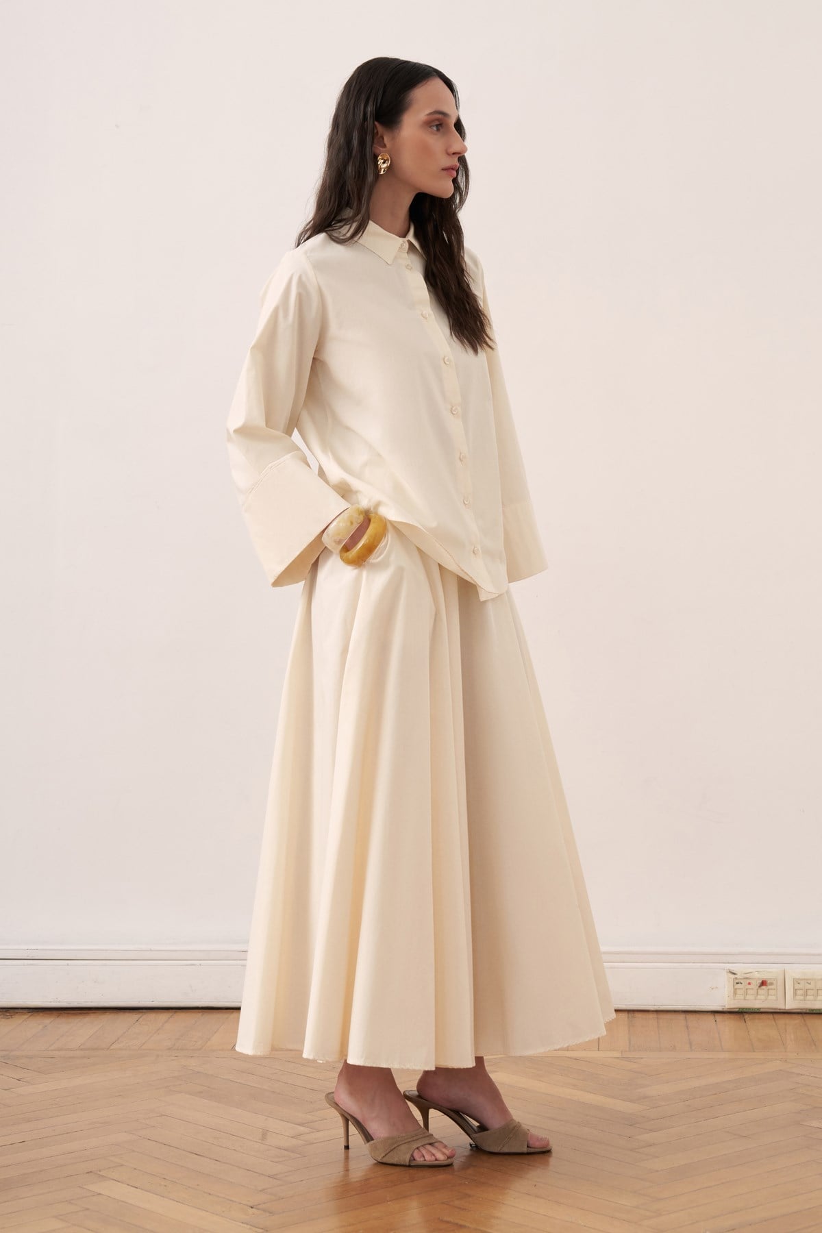 Salina Cotton 2-piece Shirt & Skirt Set - Butter