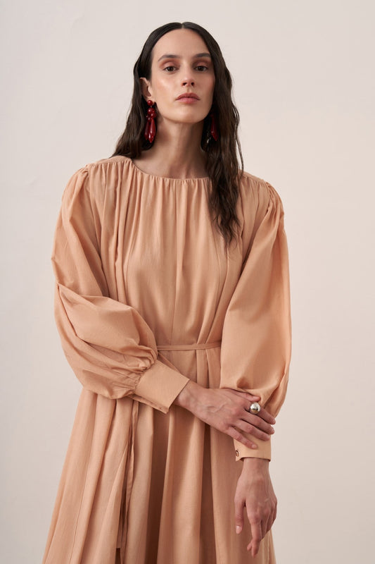 Solena Cotton Dress - Salmon