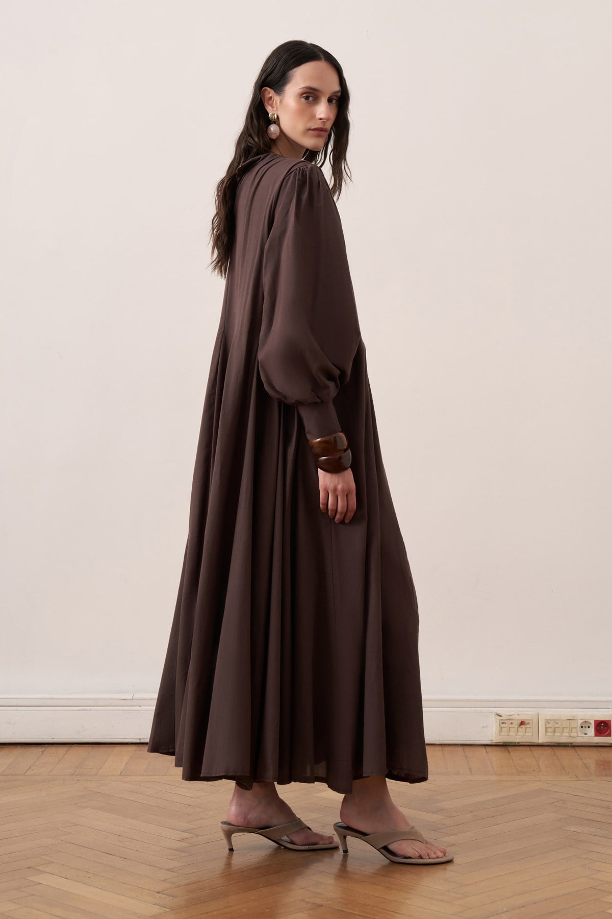 Solena Cotton Dress - Dark Brown