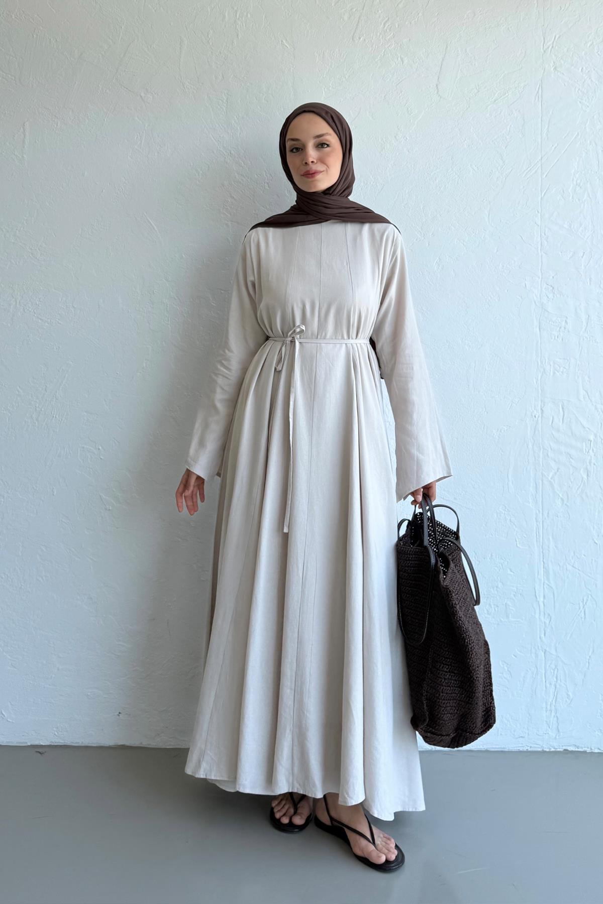 Noa - Linen Summer Dress Lightweight & Breathable & Stone