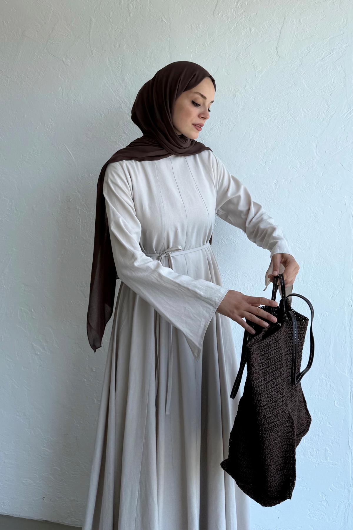 Noa - Linen Summer Dress Lightweight & Breathable & Stone
