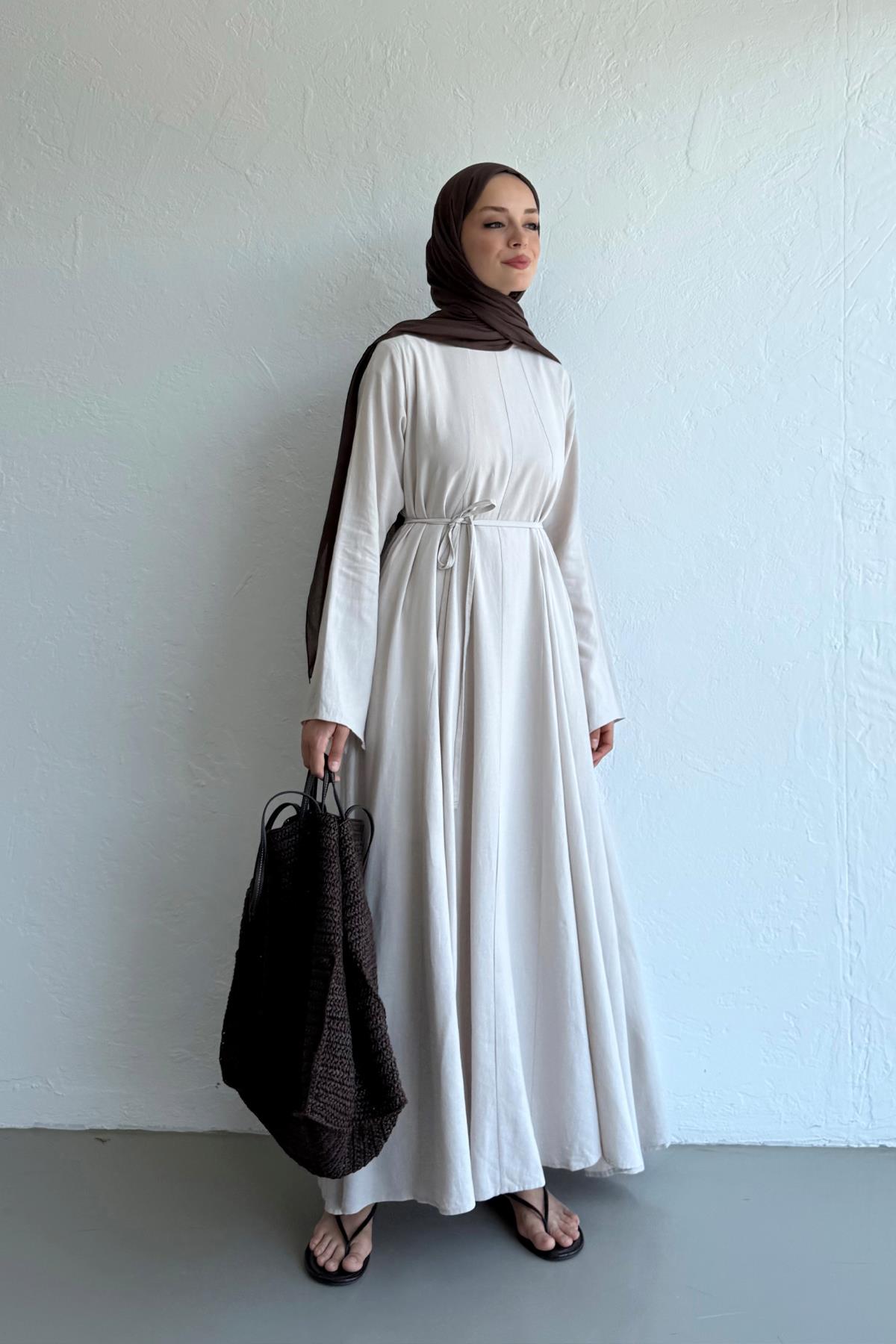 Noa - Linen Summer Dress Lightweight & Breathable & Stone
