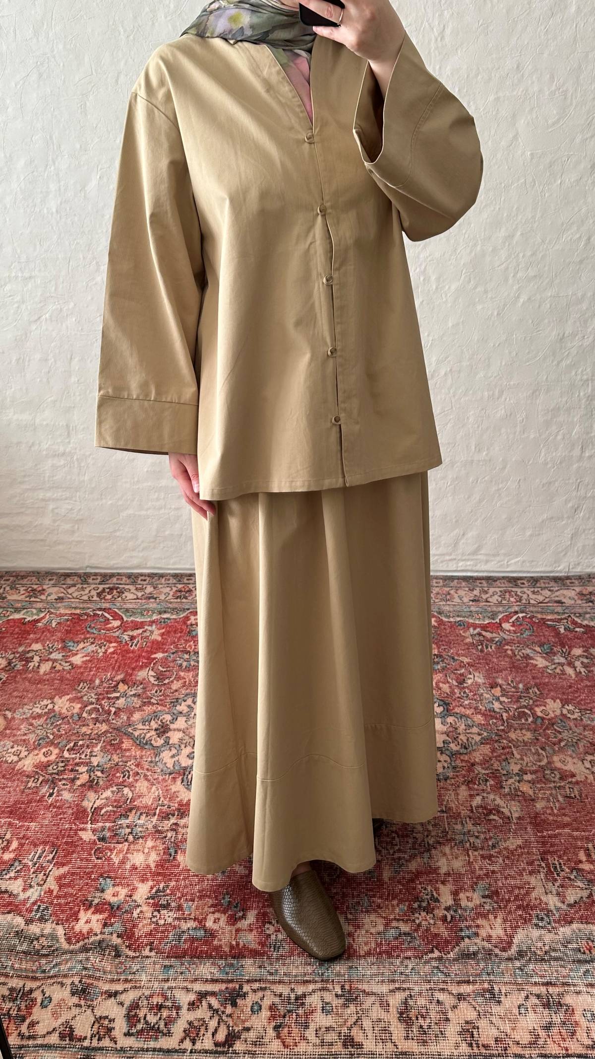 Vela Cotton Skirt & Top Set - Camel
