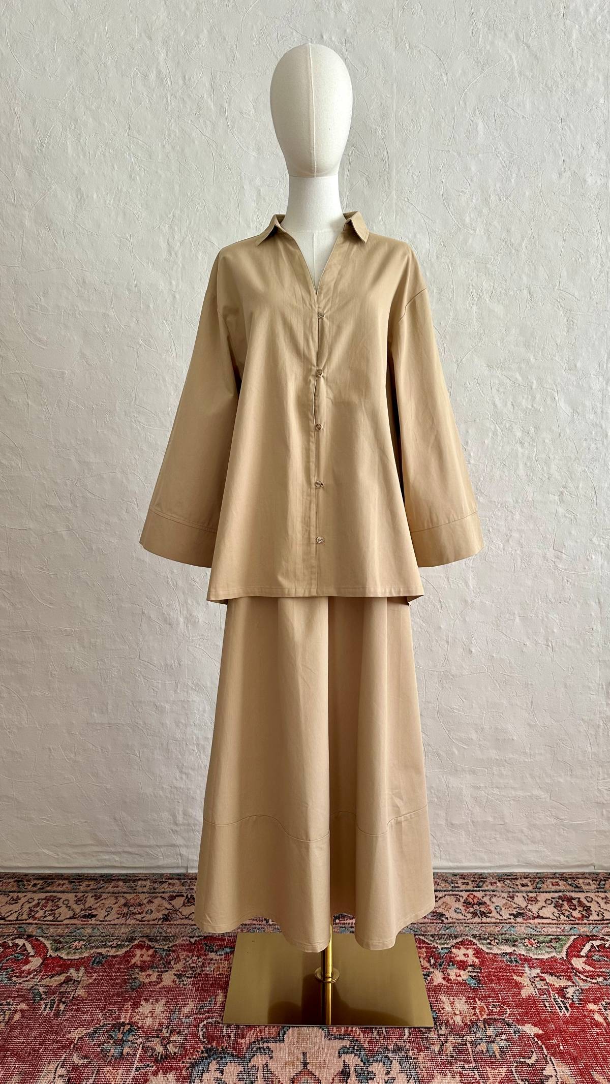 Vela Cotton Skirt & Top Set - Camel