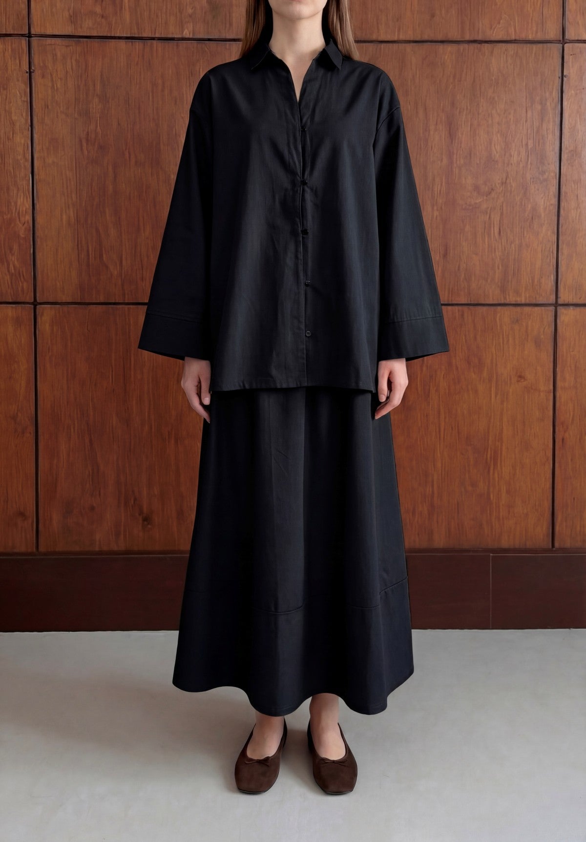 Vela Cotton Skirt & Top Set - Black