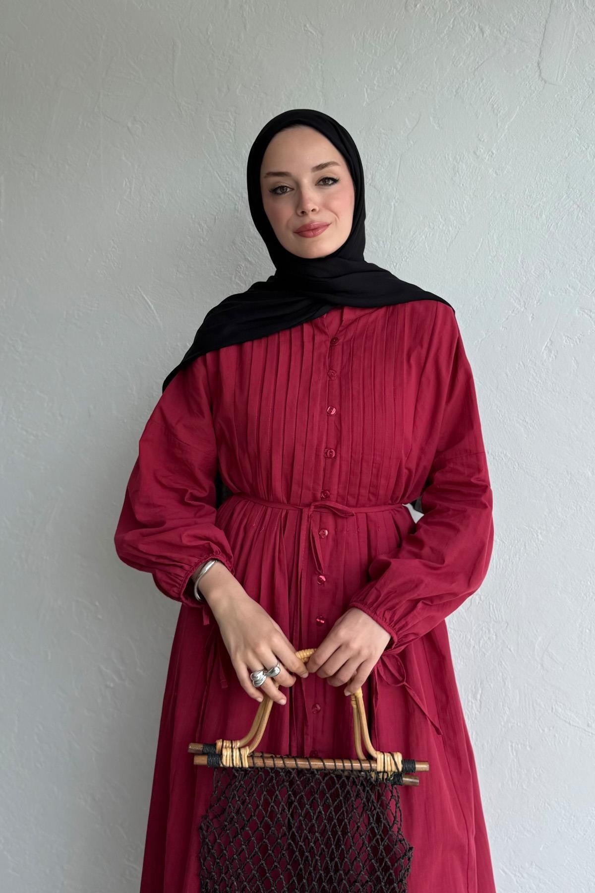 Vena Cotton Dress - Cherry