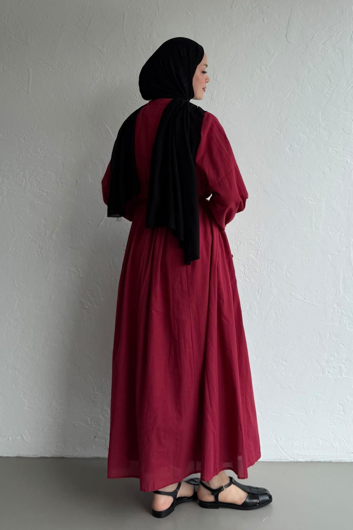 Vena Cotton Dress - Cherry