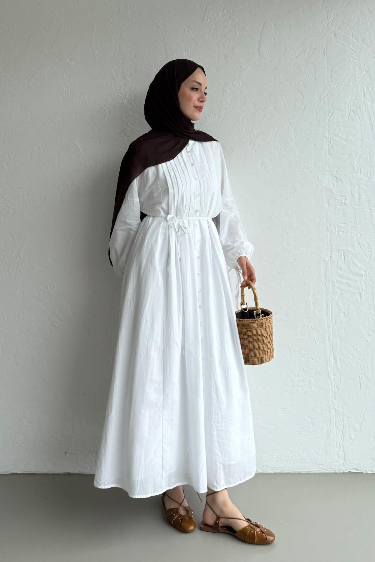 Vena Cotton Dress - White