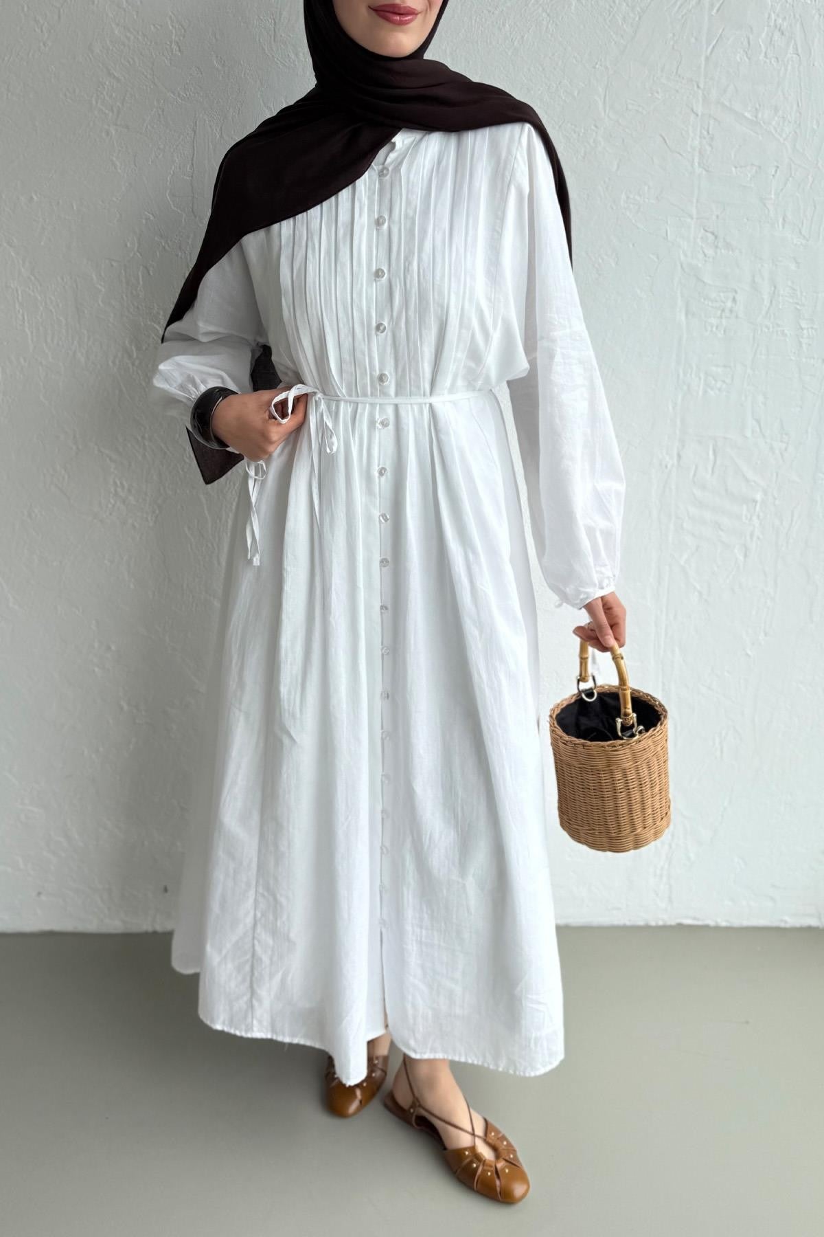 Vena Cotton Dress - White