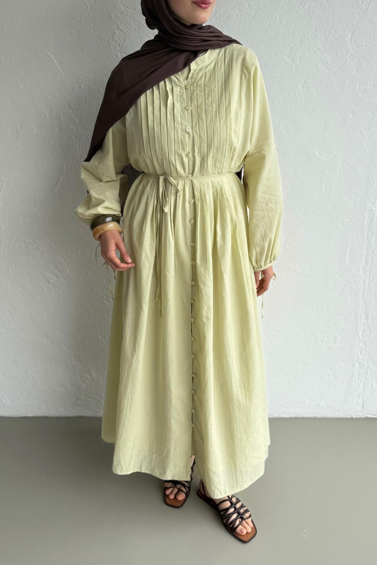 Vena Cotton Dress - Linden Green