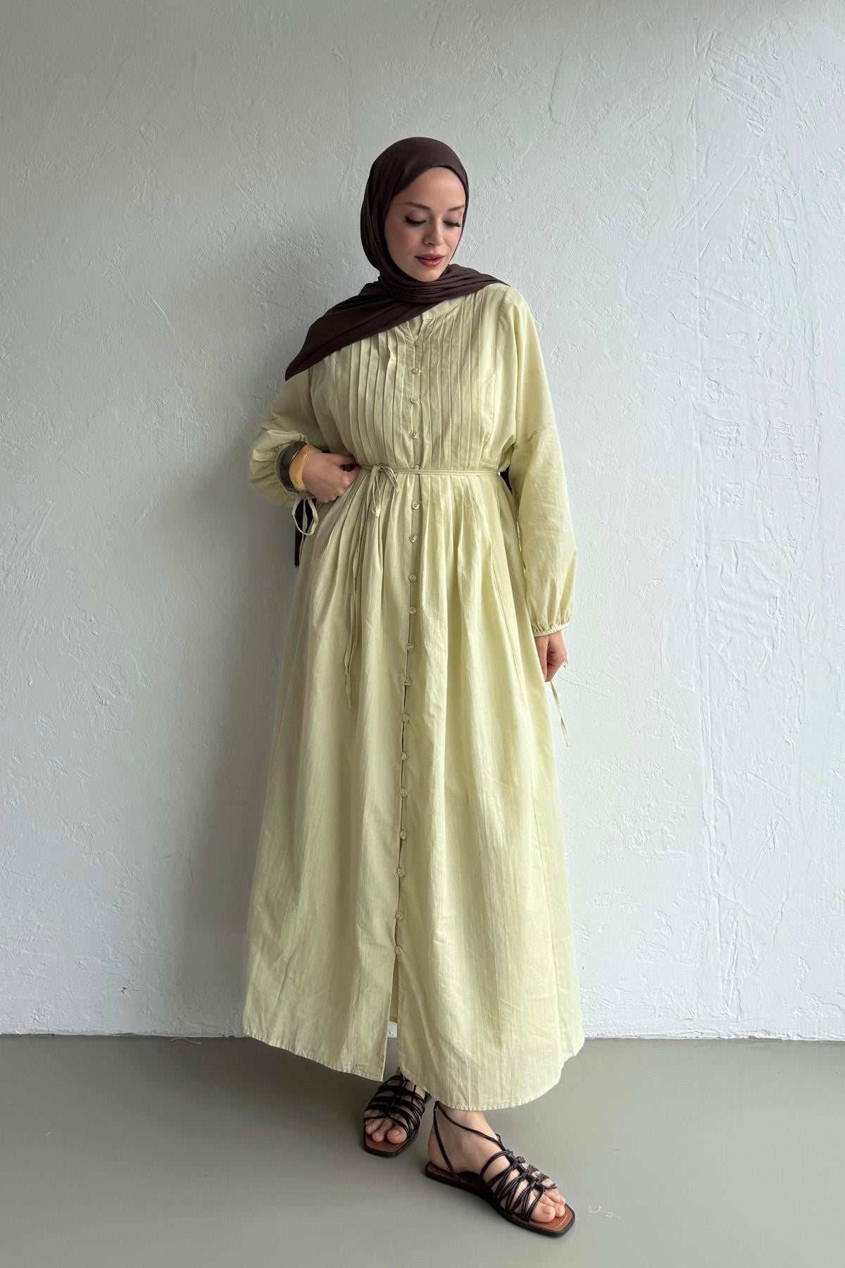 Vena Cotton Dress - Linden Green