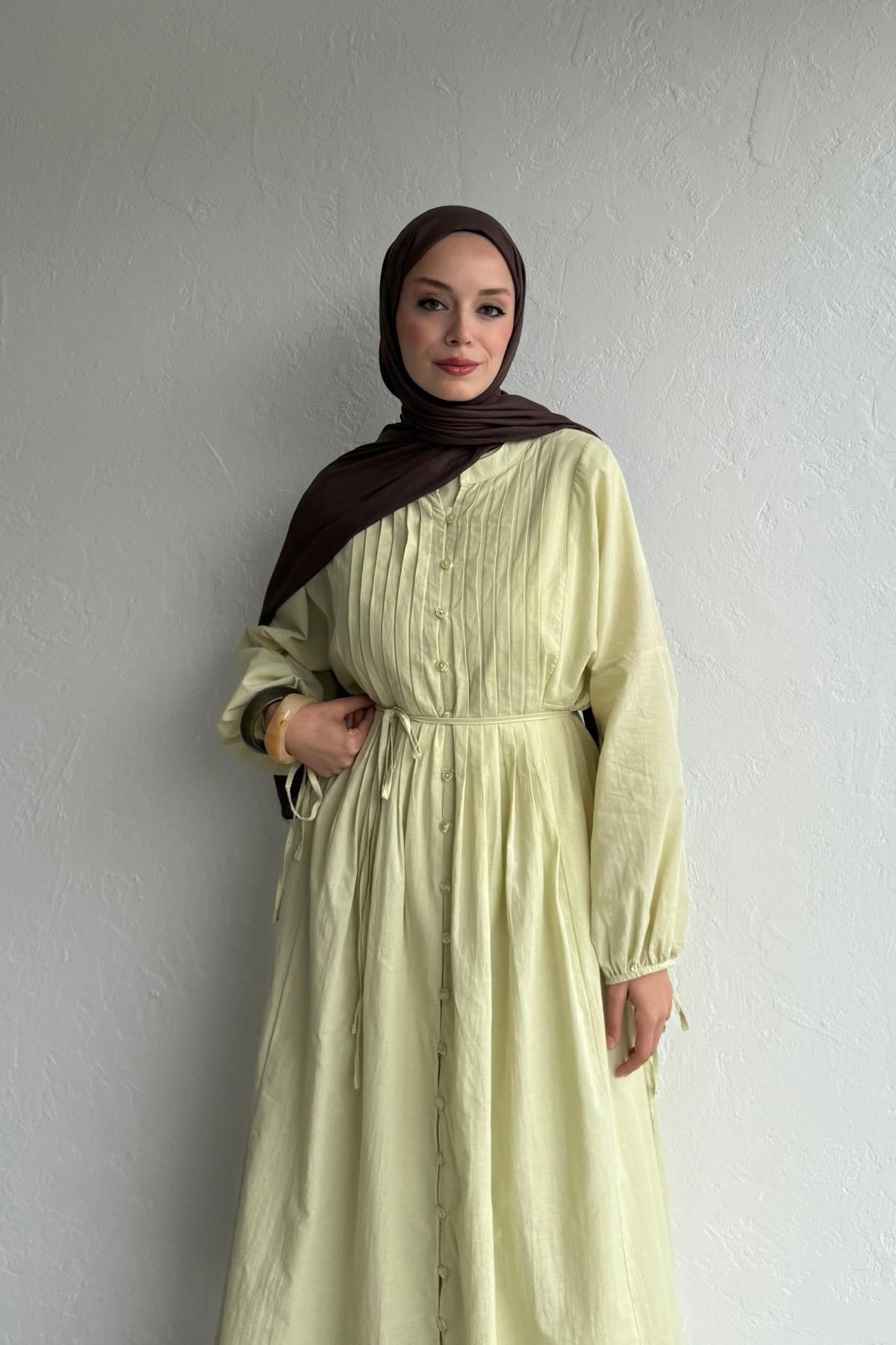 Vena Cotton Dress - Linden Green