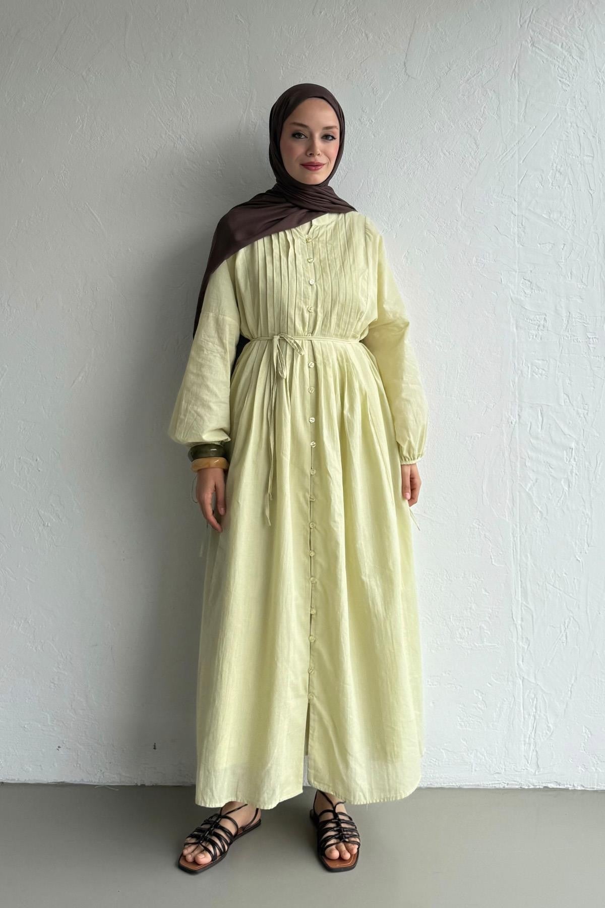 Vena Cotton Dress - Linden Green