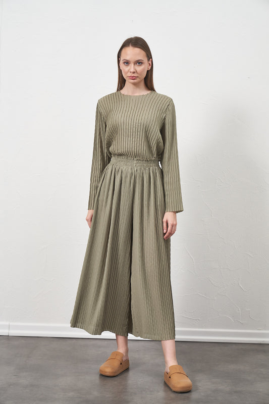 Ribbed Pants & Top Set - Sage Green