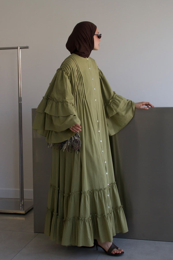 Hürrem Vual Cotton Dress - Olive