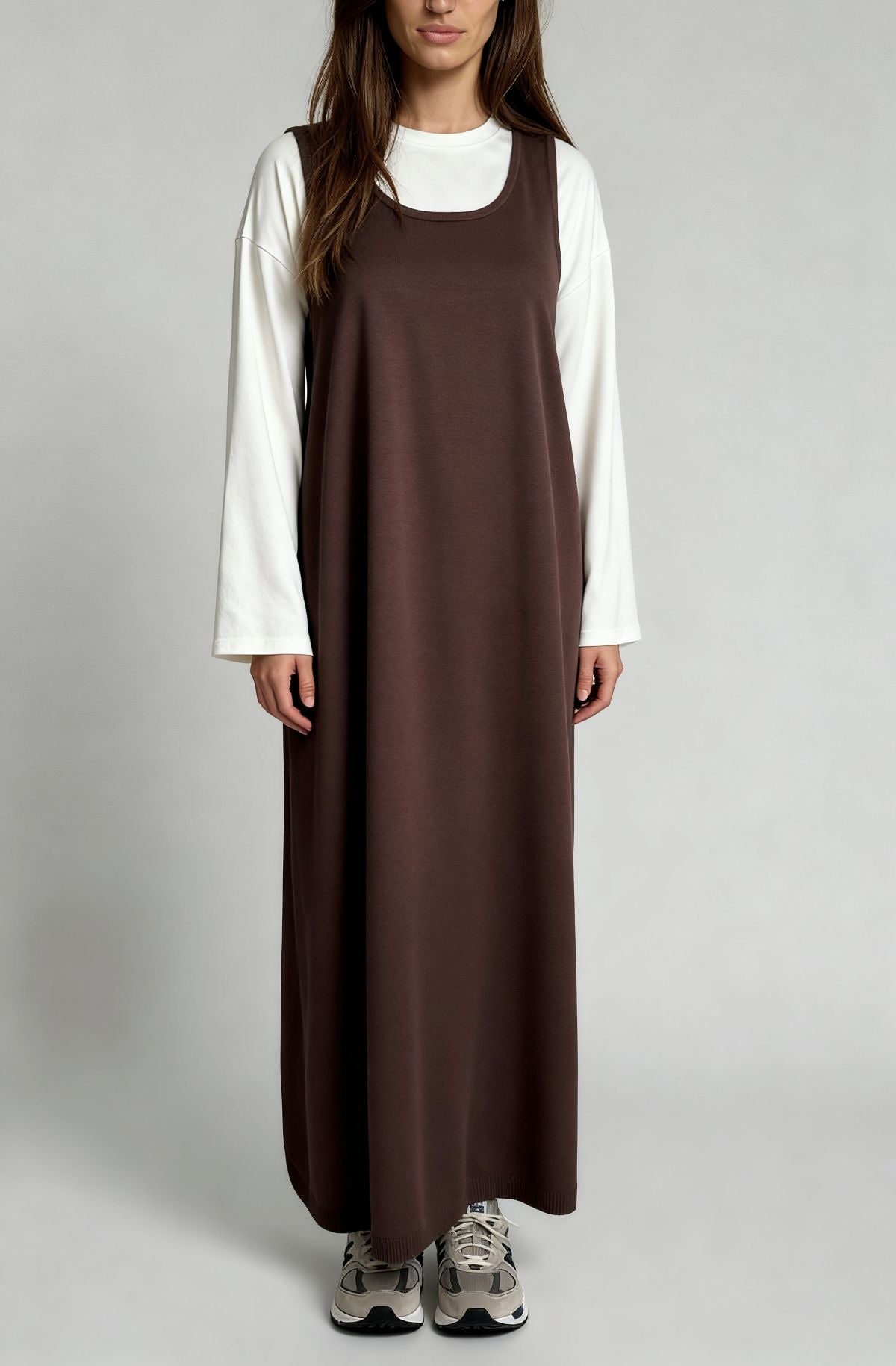 Knit Sleeveless Dress - Dark Brown