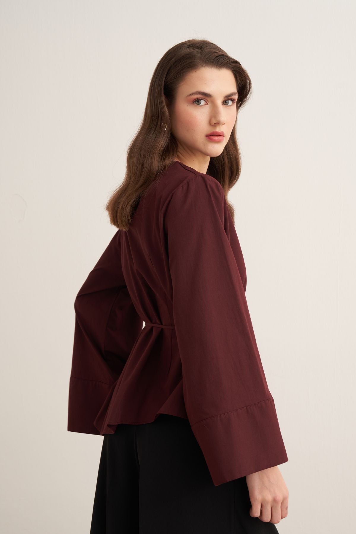 Celestia Cotton Blouse - Burgundy