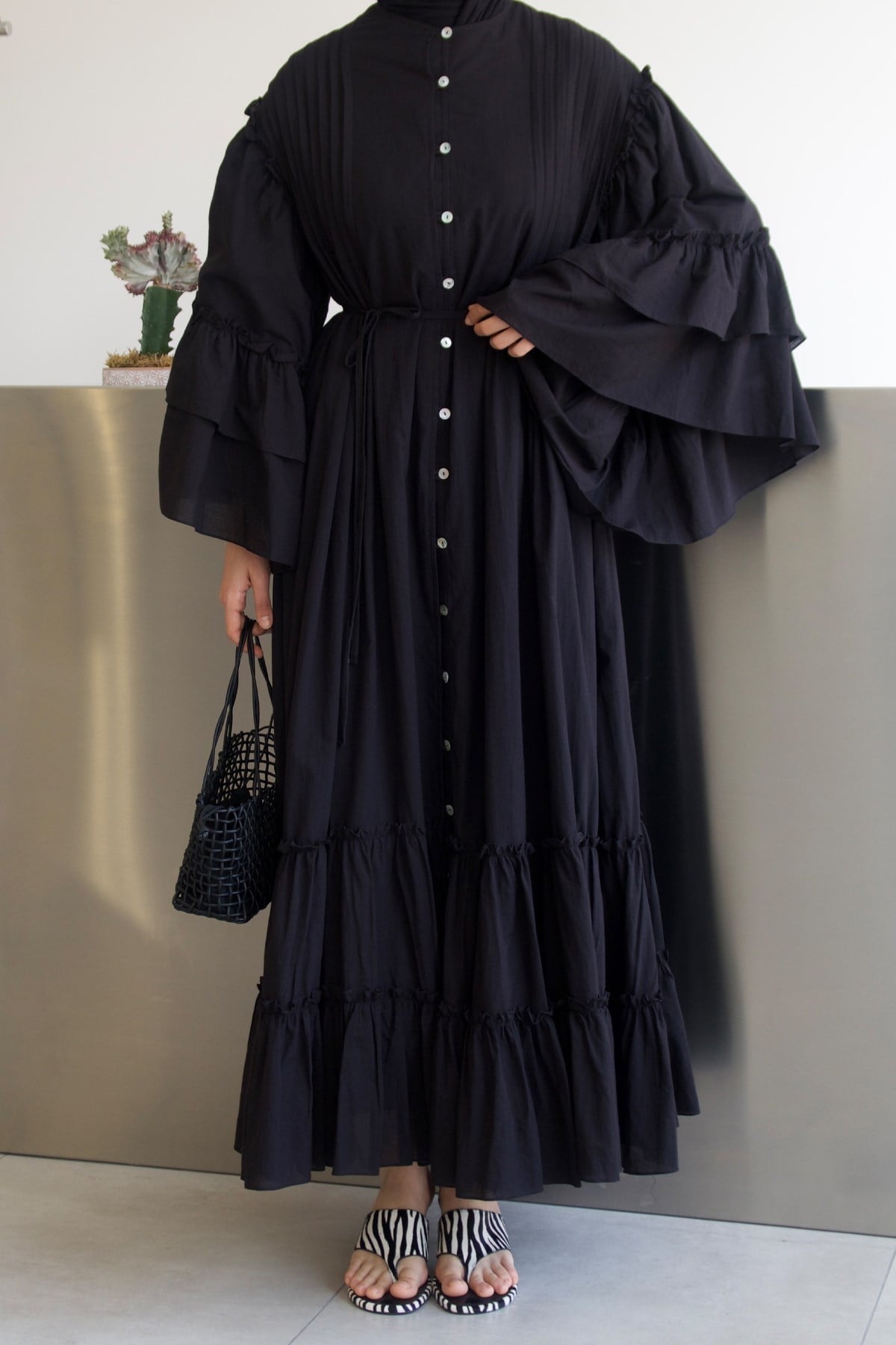 Hürrem Vual Cotton Dress - Black