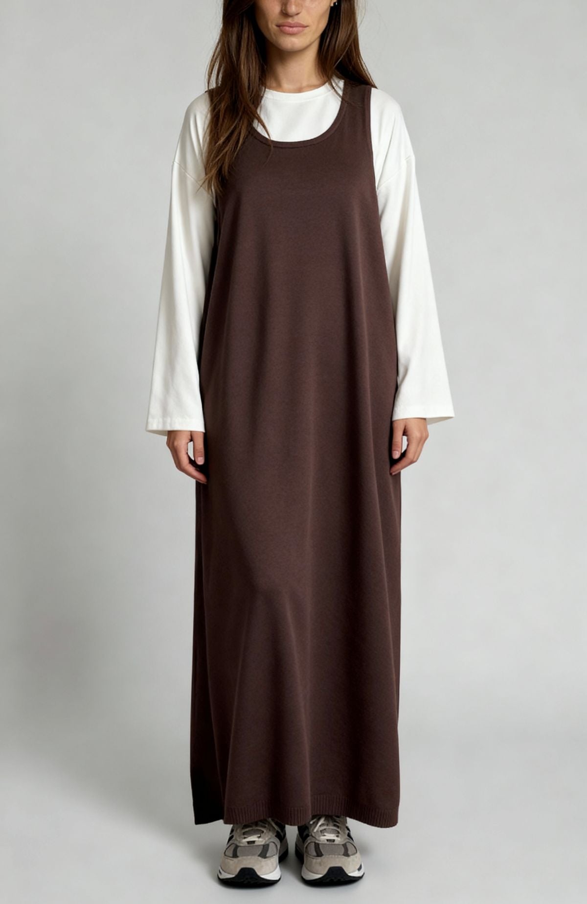 Knit Sleeveless Dress - Dark Brown