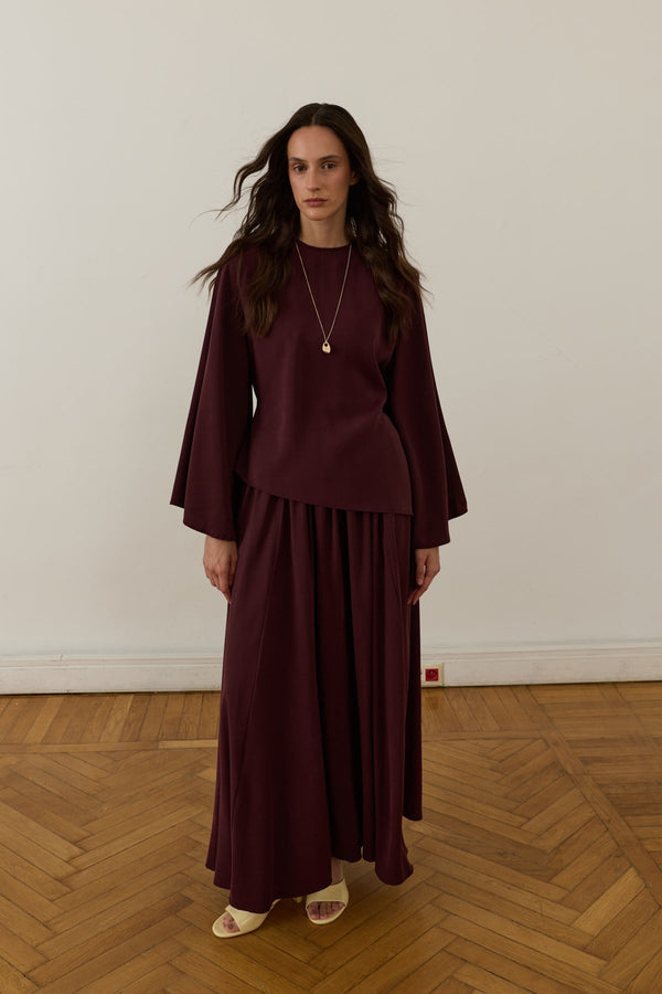 Serena 2-pieces Cupra Set - Burgundy
