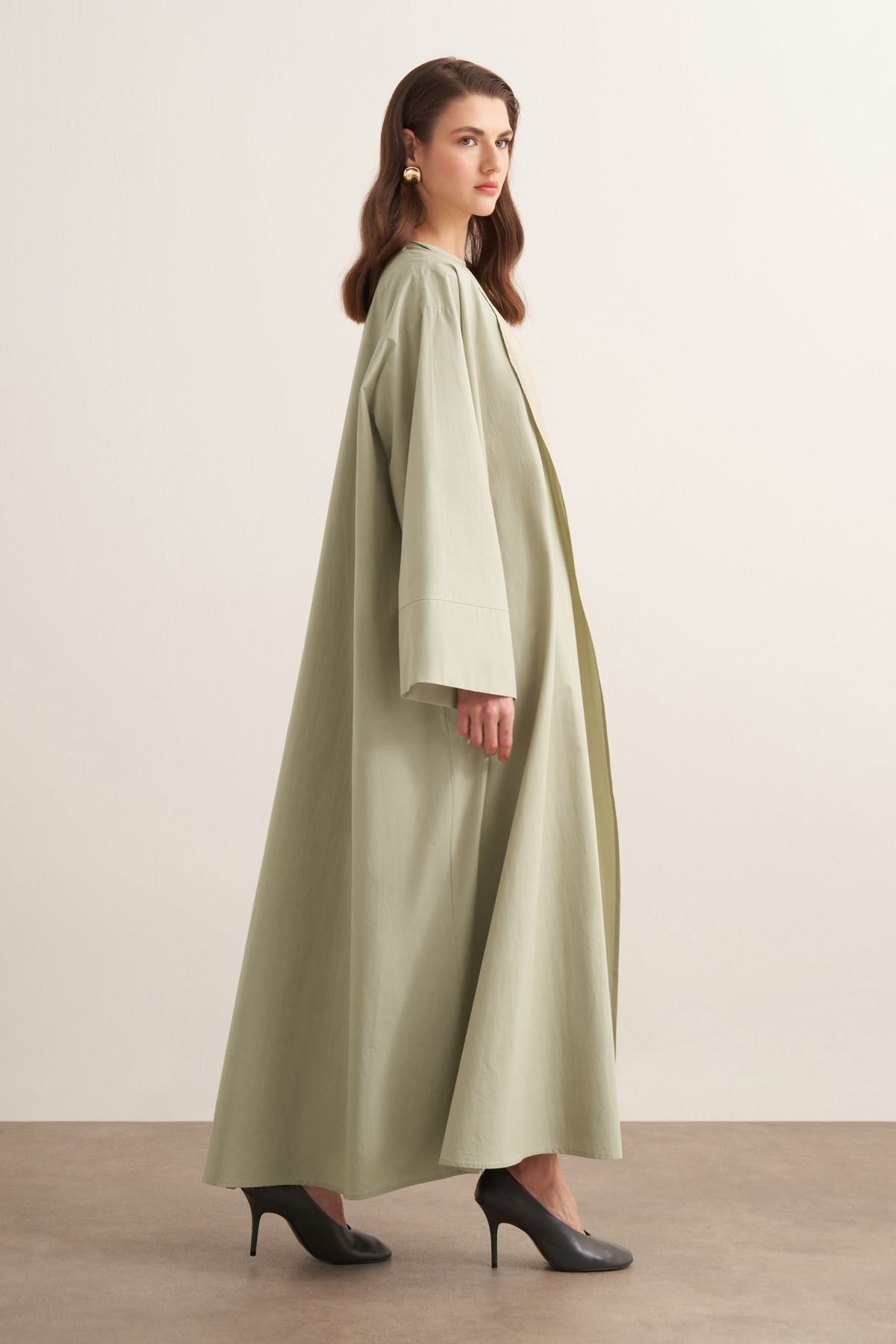 Sofi Cotton Abaya Set-Soft Green