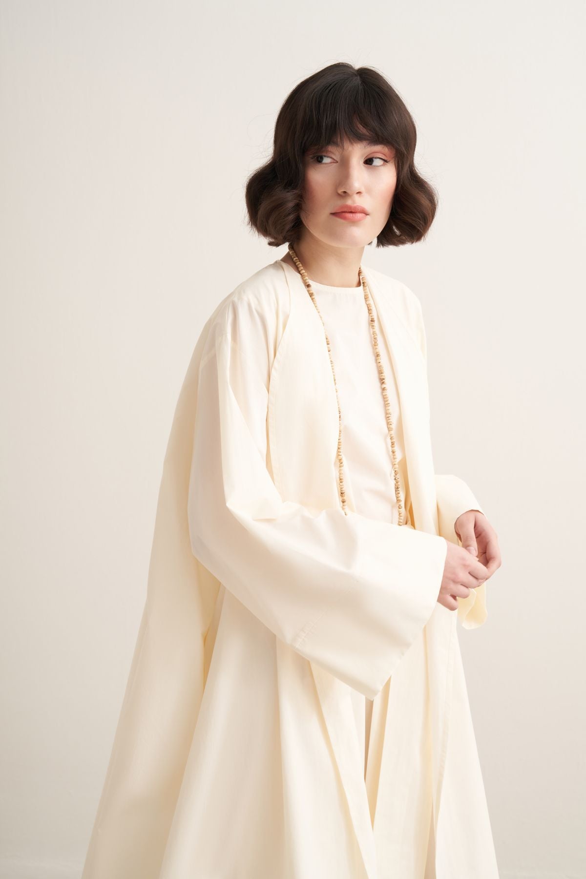 Sofi Cotton Abaya Set - Cream