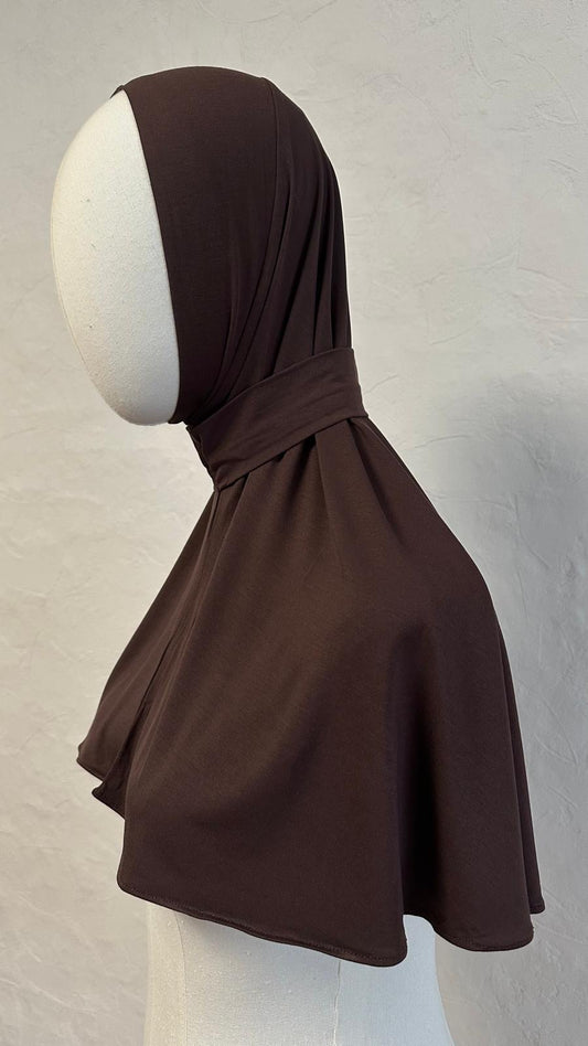 Jersey Bamboo Instant Hijab - Dark Brown
