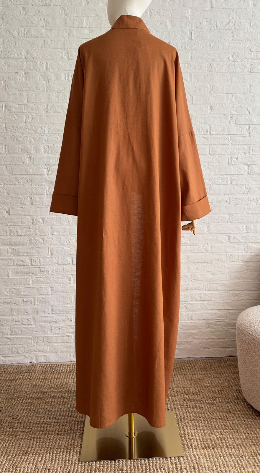 Alisa Linen Abaya - Terra Cotta