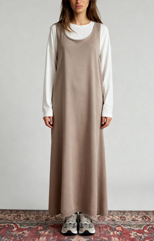 Knit Sleeveless Dress - Khaki