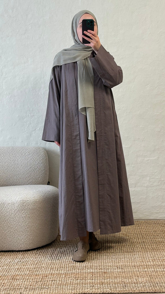 Rumi 2-piece Linen Abaya Set - Lilac