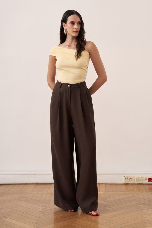 Fendy Linen Pants - Dark Brown