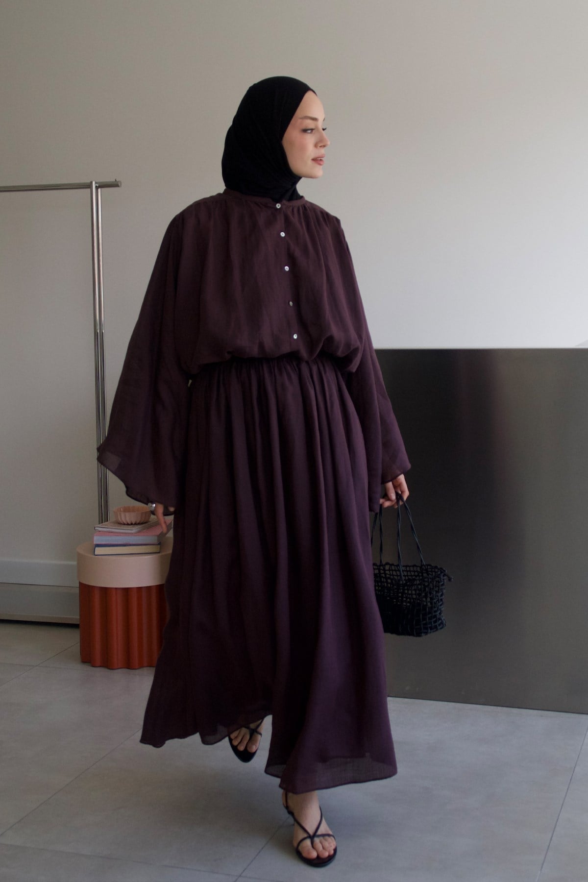 Molie Linen Skirt Set - Burgundy