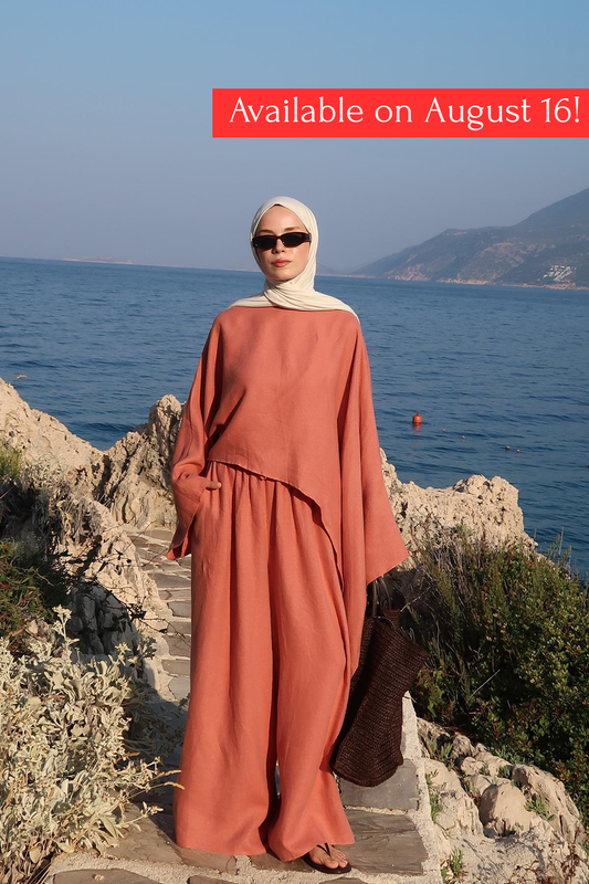 Siena Top – 100% Linen Blouse in Terracotta | Flowy Cut, Wide Sleeves