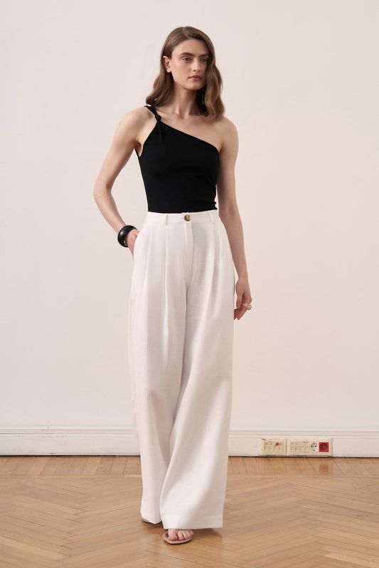 Fendy Linen Pants - White