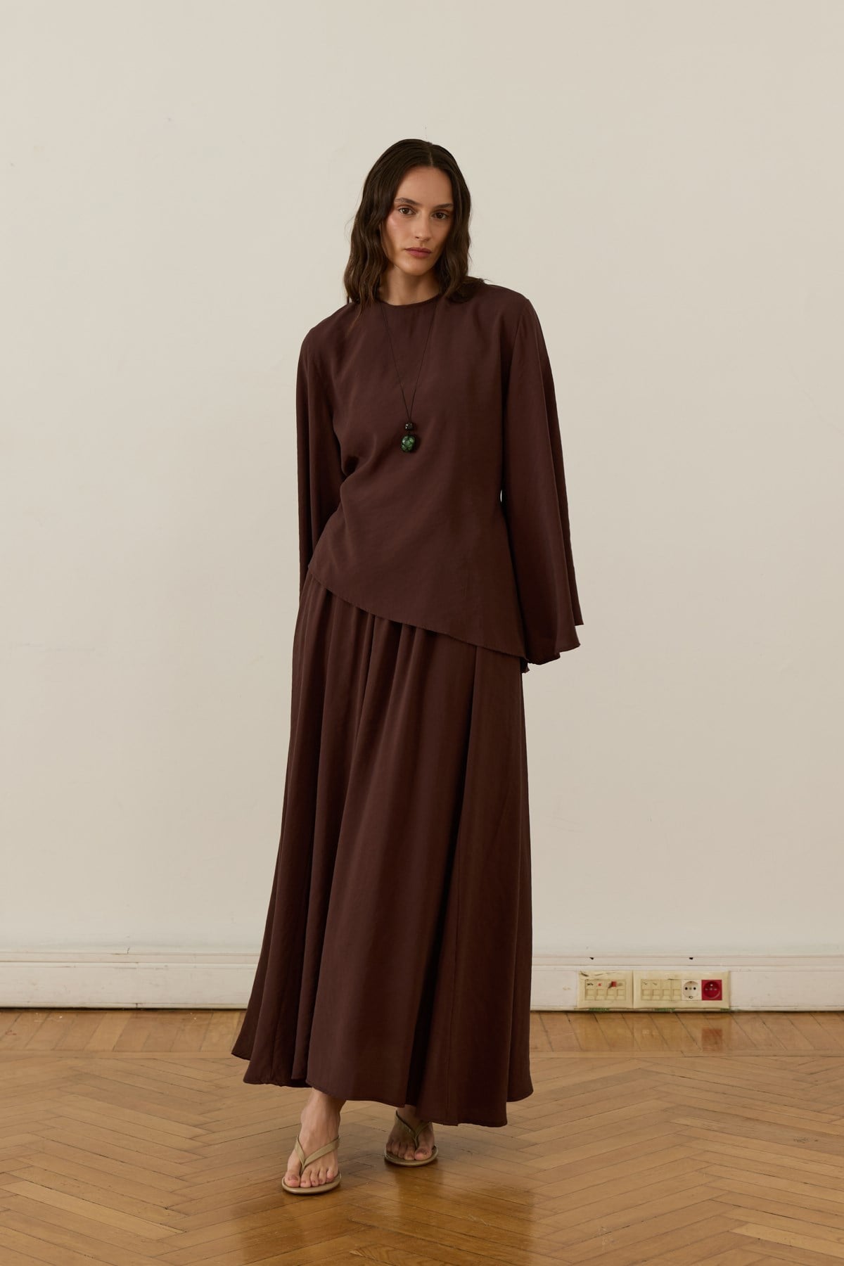 Serena 2-pieces Cupra Set - Dark Brown
