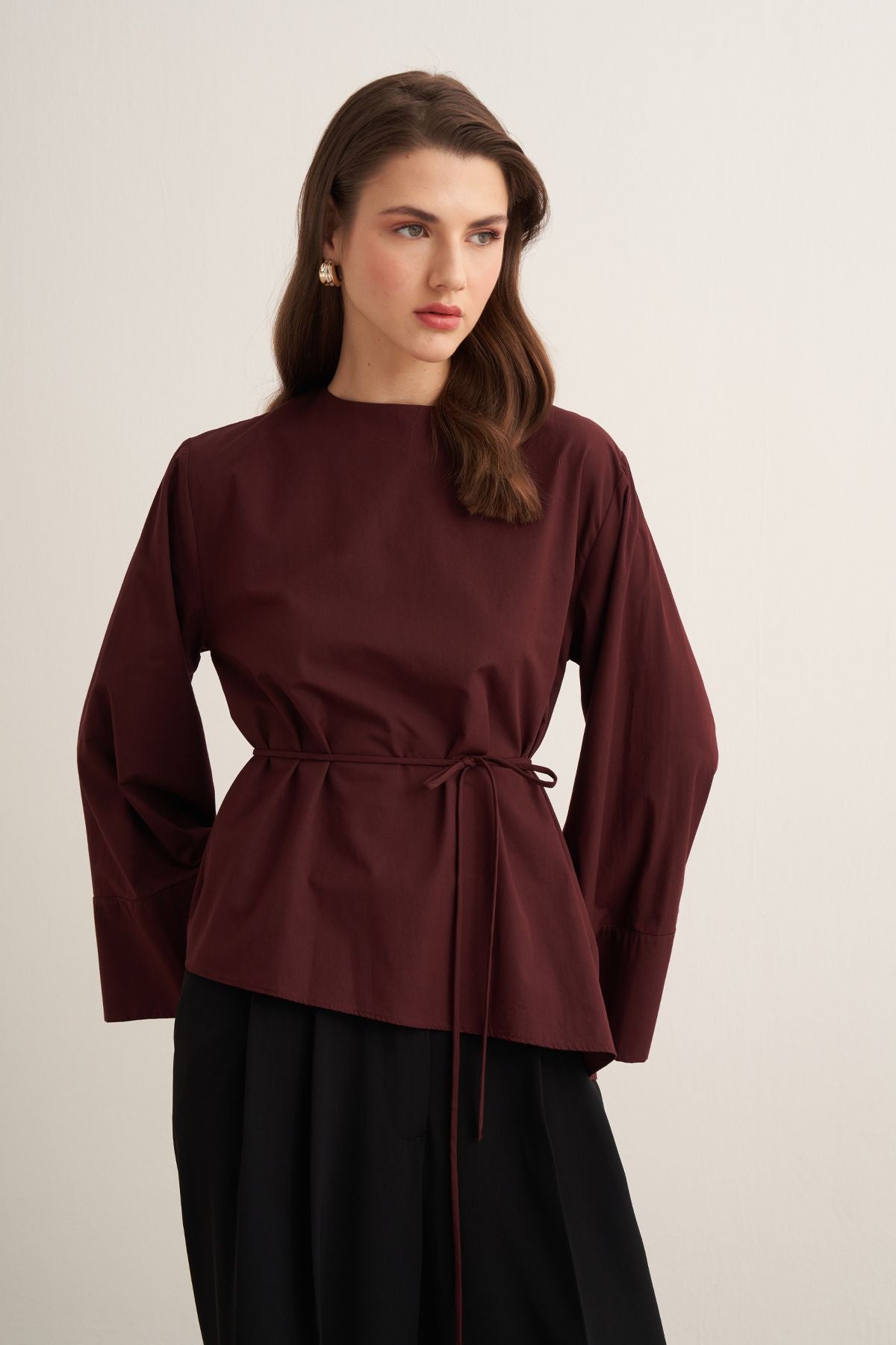 Celestia Cotton Blouse - Burgundy
