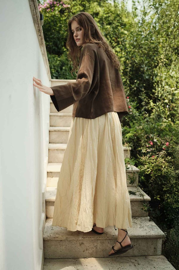Faye - Boho Crash Cotton Voile Skirt & Butter Yellow