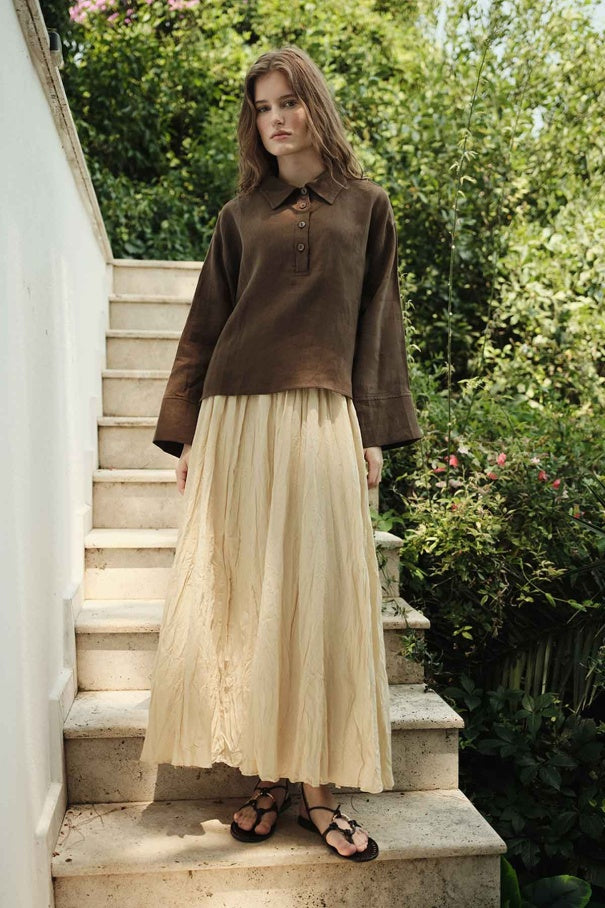 Faye - Boho Crash Cotton Voile Skirt & Butter Yellow