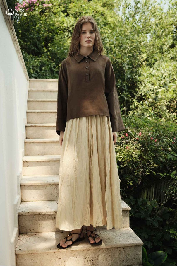 Faye - Boho Crash Cotton Voile Skirt & Butter Yellow