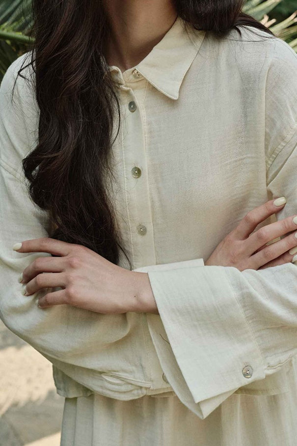Mila Muslin Set – Vanilla Cream | Cotton Skirt and Shirt Outfit