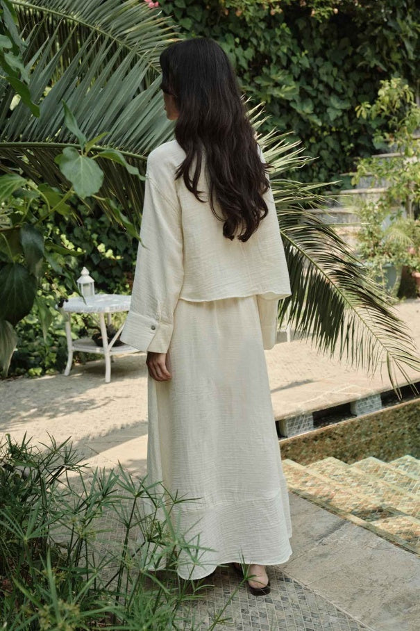 Mila Muslin Set – Vanilla Cream | Cotton Skirt and Shirt Outfit