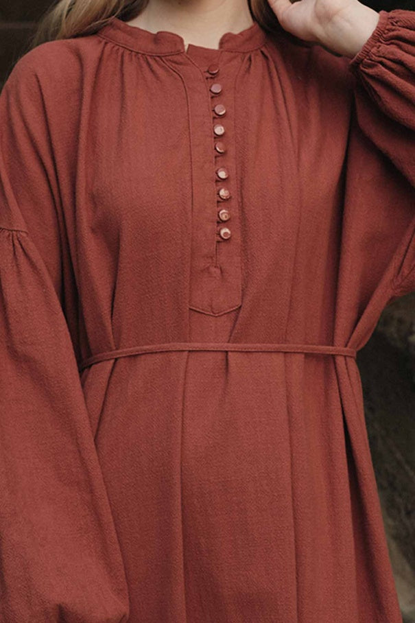 Sofi - Breathable 100% Cotton Oversized  Dress & Brick